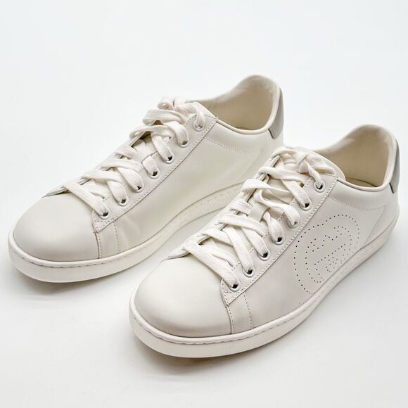 Gucci Ace GG Interlocking Logo Low Top Women Sneakers White Leather EU38 US8 - Picture 10 of 11